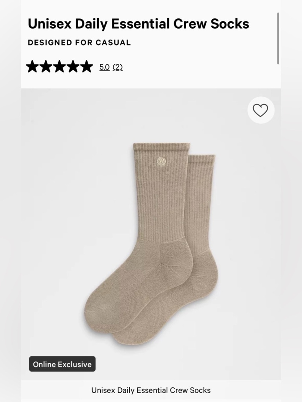 NWOT lululemon unisex Daily Essential Crew Socks with Logo - Picture 2 of 2